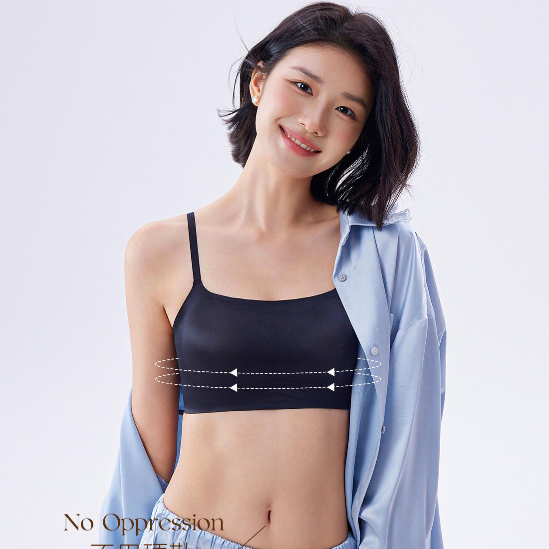 Sleeveless Seamless Backless Invisible Wireless Bra with Anti-Exposure Straps L