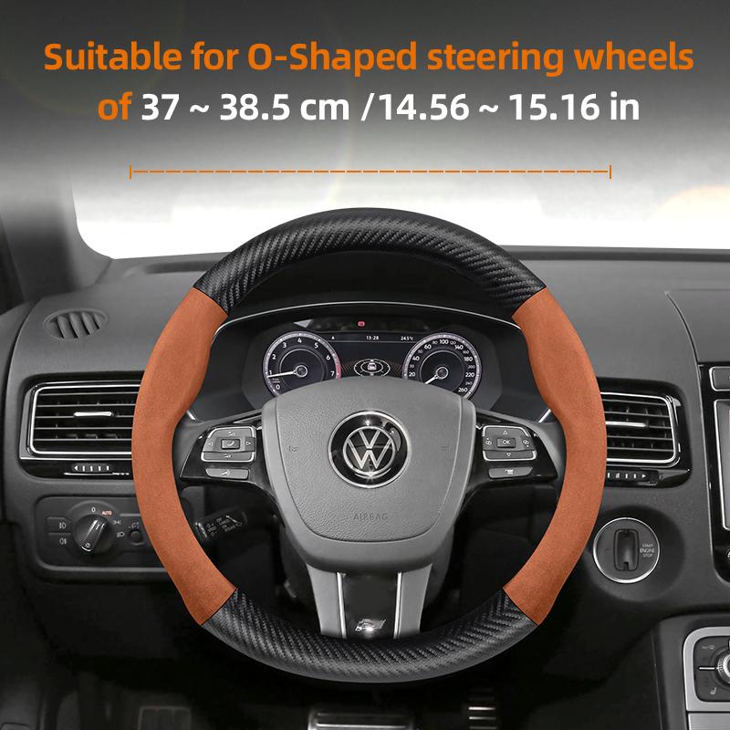 AABGI1 Suitable for Volkswagen Suede Matte Carbon Fiber Texture Steering Wheel Cover Suitable for Polo Golf 5 6 7 up Gol Volante Scirocco Passat
