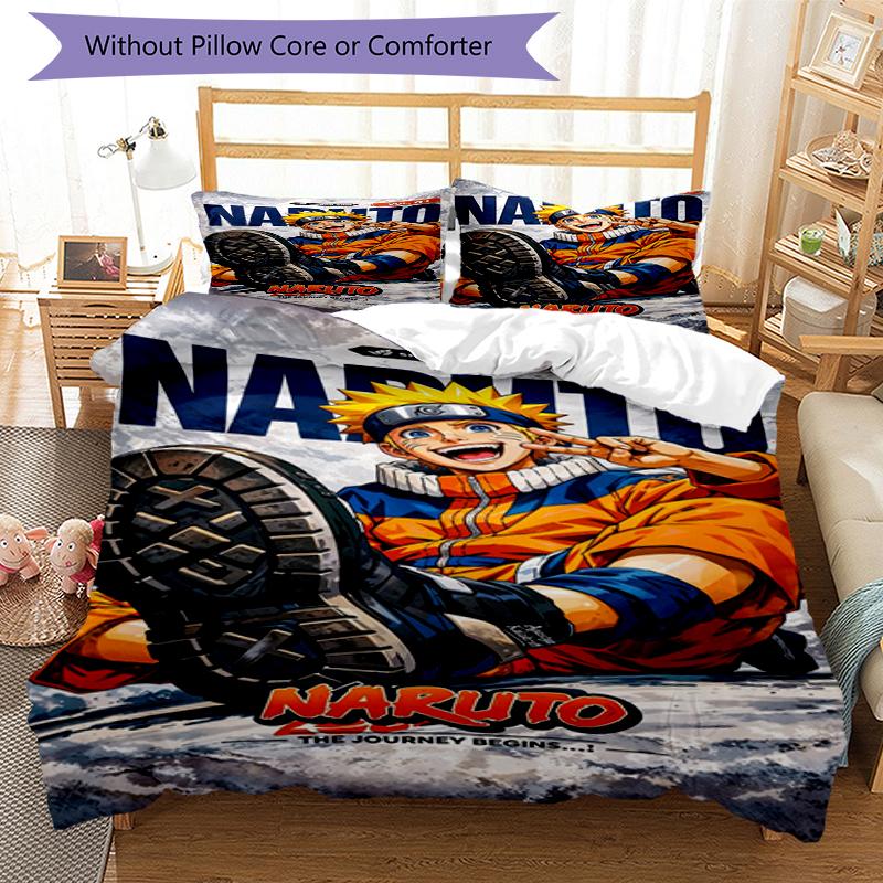 Naruto Adventure Print 3Pcs Duvet Cover Set 1 Duvet Cover and 2 Pillowcases Soft Bed Linen For Household Bedroom