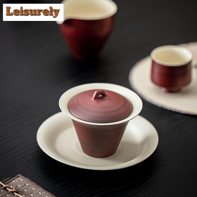 Handamade Hawthorn Red Ceramic Pot Bearing Holder Ancient Dry Brew Table Tea Tray Refreshment Fruit Plate Tea Items Decoration