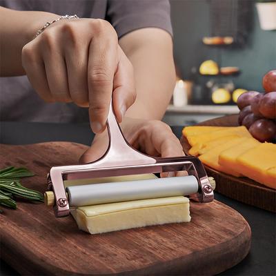 Fatiador de Queijo e Cortador de Queijo - Cortador de Queijo Ajustável com Fio de Aço Inoxidável com 2 Fios Extras - Raspador de Queijo