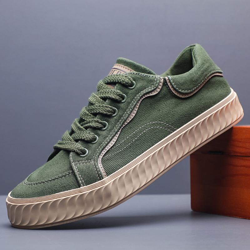 

Модные низкие кеды Корейский тренд Спортивные вулканизированные мужские туфли Повседневные парусиновые легкие лоферы Мужские кроссовки Sapatos Formais Masculinos SS24805 44 зелёный