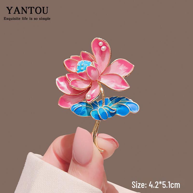 Κομψή καρφίτσα με λουλούδι παιώνιας - Ρετρό εθνικό στυλ, Προηγμένο αξεσουάρ καρφίτσας για Τσέονγκσαμ και Χάνφου