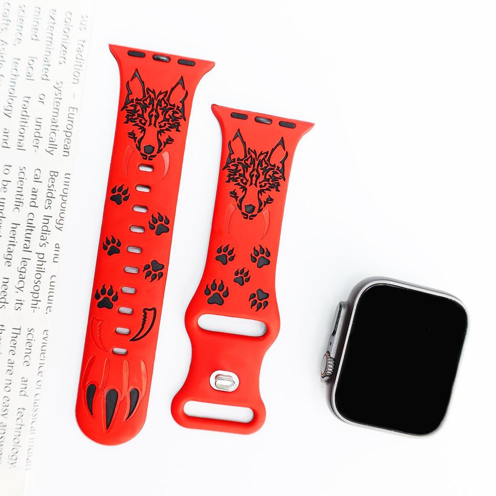 Compatible with Apple Watch 8/7/Ultra/SE Silicone Fang Wolf Band