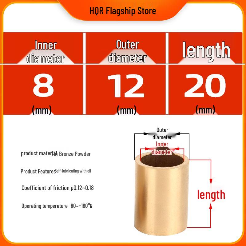 Self-Lubricating Oil-Impregnated Copper Bearing Bushing, Inner Guide 3-5, 6-8, 10-14, 15-32