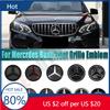 EMF1 Hot 2025 Silver Border 3D Mirror Emblem For Mercedes Benz A W176 B W246 C W205 Class Matte Black OE Style Front Grille Star Embl
