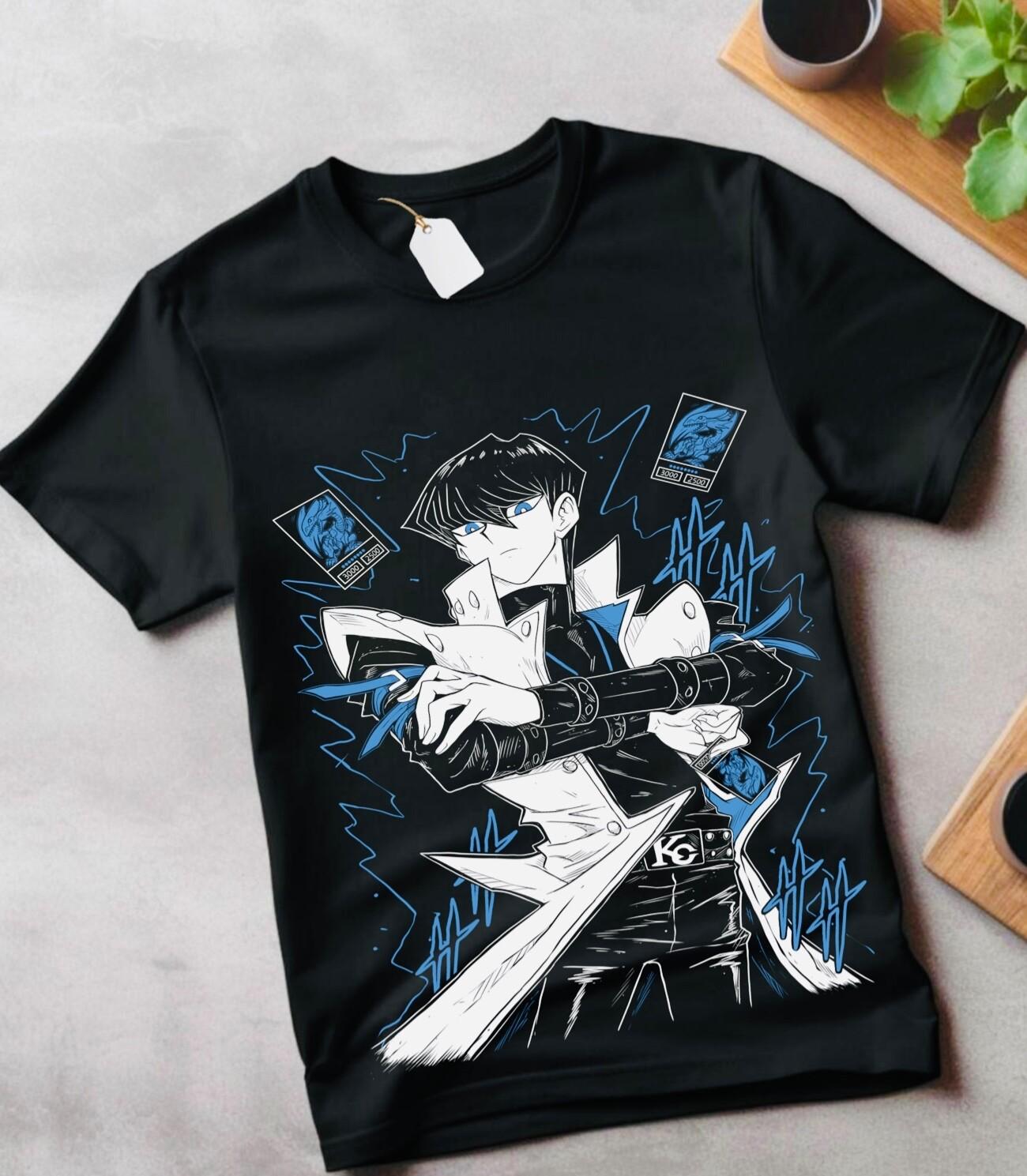 Seto Kaiba T-shirt Blue Eyes White Dragon Anime Tshirt Yu Gi Oh Tee YuGiOh Shirt S