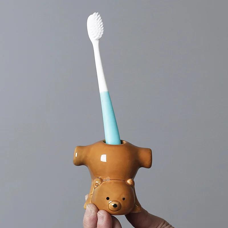 

Cute Animal Tooth Brush Holder Pen Holder Bathroom Toilet Tooth Holder Toothpick Organizer Home Decor Bathroom Accessories коричневий