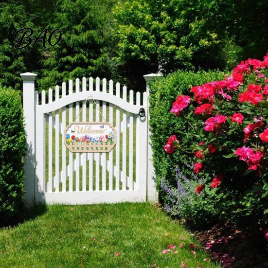 Cartello di Benvenuto da Esterno in Legno per Porta d'Ingresso, Cartello Impermeabile da Appendere, Decorazione con Gancio Casa Fattoria Giardino Cortile Portico