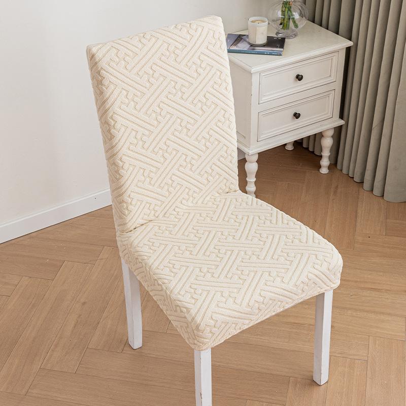 Solid Color Simple Chair Cover, Straight Back Dining Chair Cover, Elastic All-inclusive One-piece Table and Chair Cover
