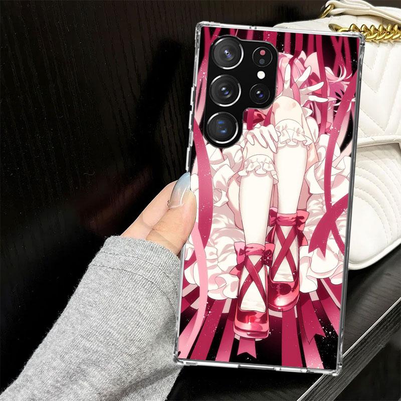 Madoka Magica Anime Case for Samsung Galaxy S25 S24 S23 S22 Ultra Soft Phone Cover S25 Edge S21 Plus S20 FE S10 + Black Cover