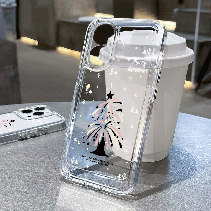 Cartoon Christmas Santa Claus Elk Pattern Case for iPhone 16 15 14 Pro Max 13 12 Mini 11 Pro Max Xr Xs Max 8 7 Shockproof Clear Soft Silicone Cover