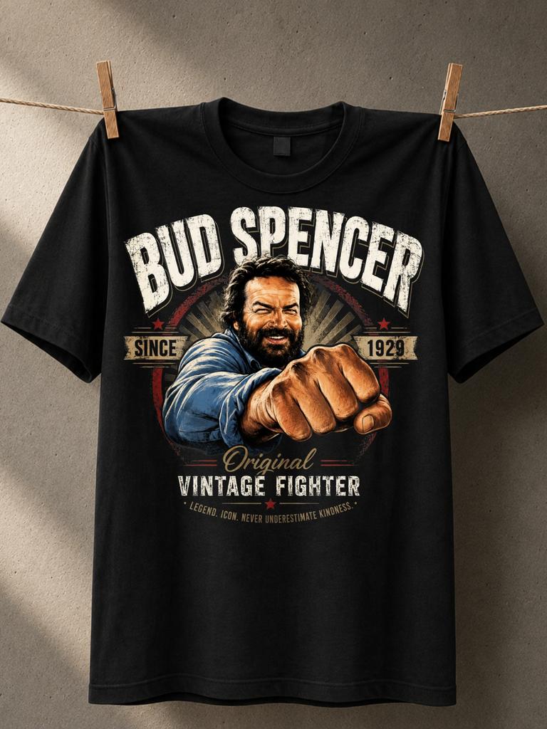 Bud Spencer Fighter Vintage Layout With Punch Pose Distressed Lettering And Since 1929 Classic Unisex All TShirt