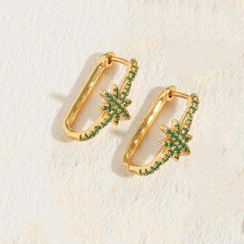 2025 New Fashion Women Luxury Geometric Colorful Zircon Inlaid Snowflake O Shaped Earrings Women Ins Stud Earrings Jewelry