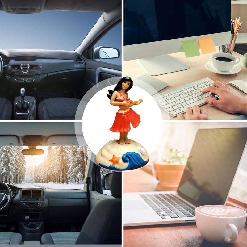 Cartoon Automotive Trim Tabletop Ornaments Hawaiian Girl Dashboard Doll Figurine For Car interior Home Office Desk Bedroom