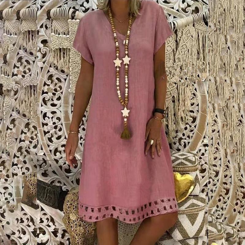 

Tank Women Lady Top Mini Dress Floral Summer Casual Prom Party Loose Tunic Shirt Pink,2XL