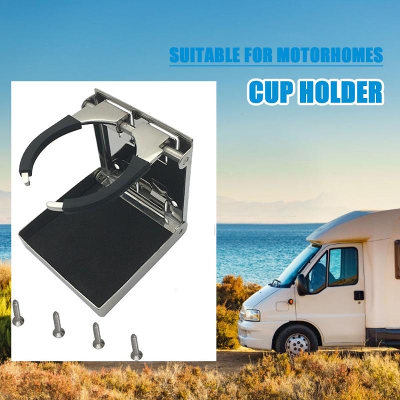 Boat Accessories Stainless Steel Folding Cup Drink Holder for Marine Yacht Truck RV Elevating Desk Drink Holder Ashtray Cup