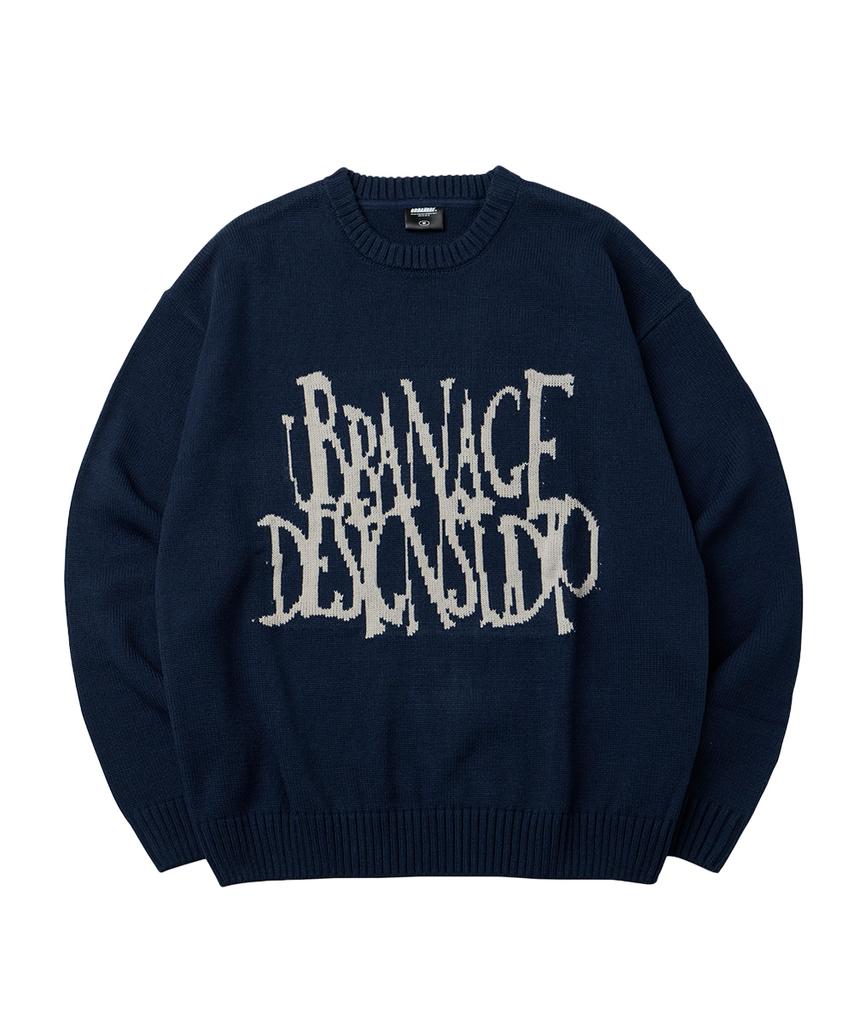 URBANAGE Wild Logo Round Oversized Knit_Navy