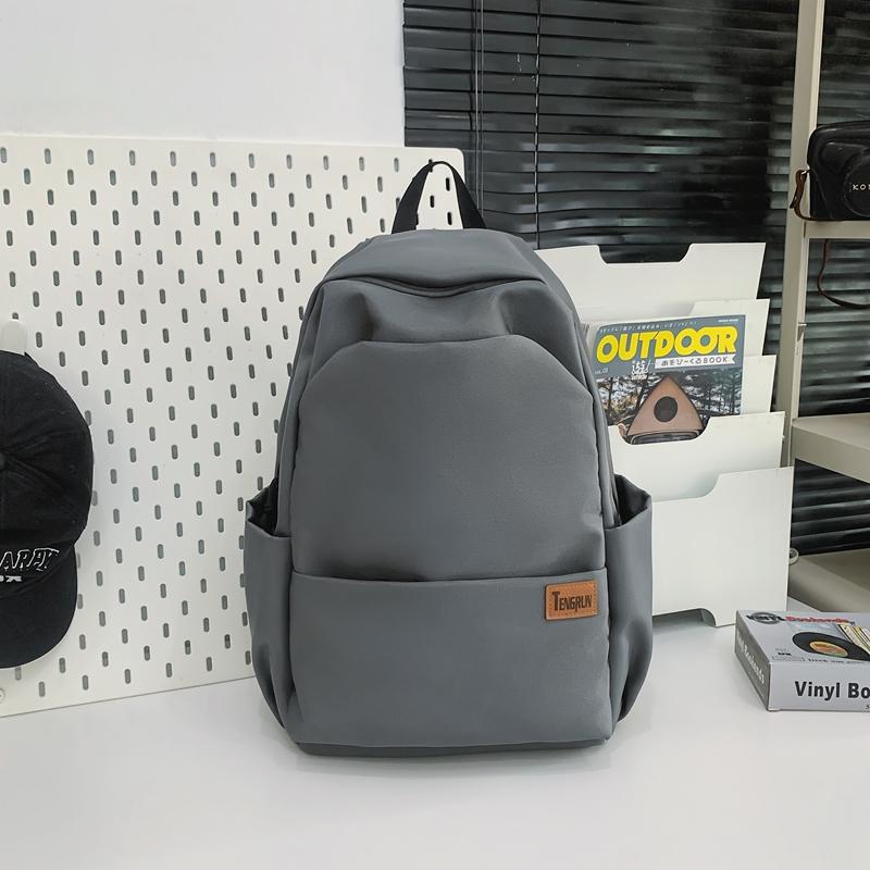 Women Solid Color Backpack Men's Backpack Lightweight Travel Computer Bag Student Schoolbag