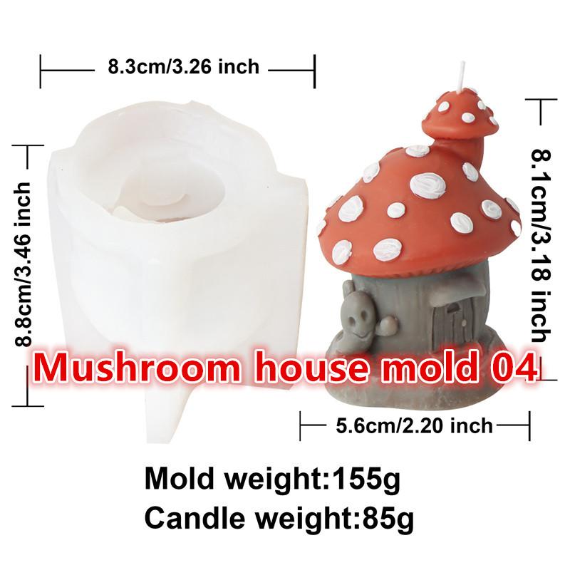 3D Creative Mushroom House Silicone Candle Mold DIY Creepy Mushroom Halloween Mold Perfect Aroma Candles  Gypsum Crafts