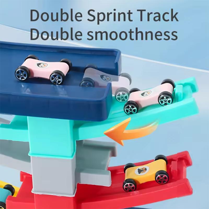 Children'S Cartoon Fun Sliding Mini Inertia Car Early Education Multi-Layer Color Track Puzzle Desktop Toy