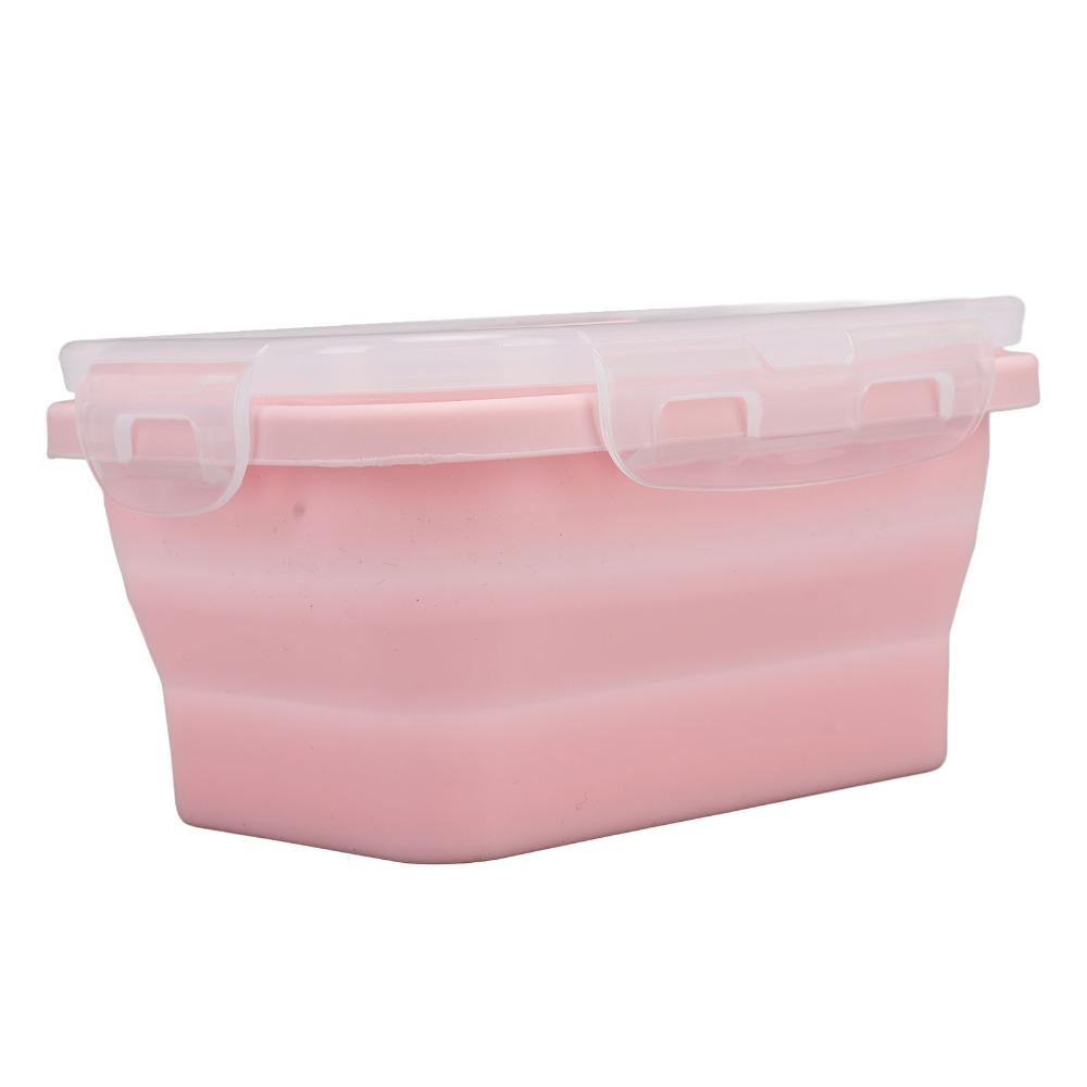2PCS Silicone Lunch Storage Container Collapsible Design Airtight Kitchen Organizer For Camping