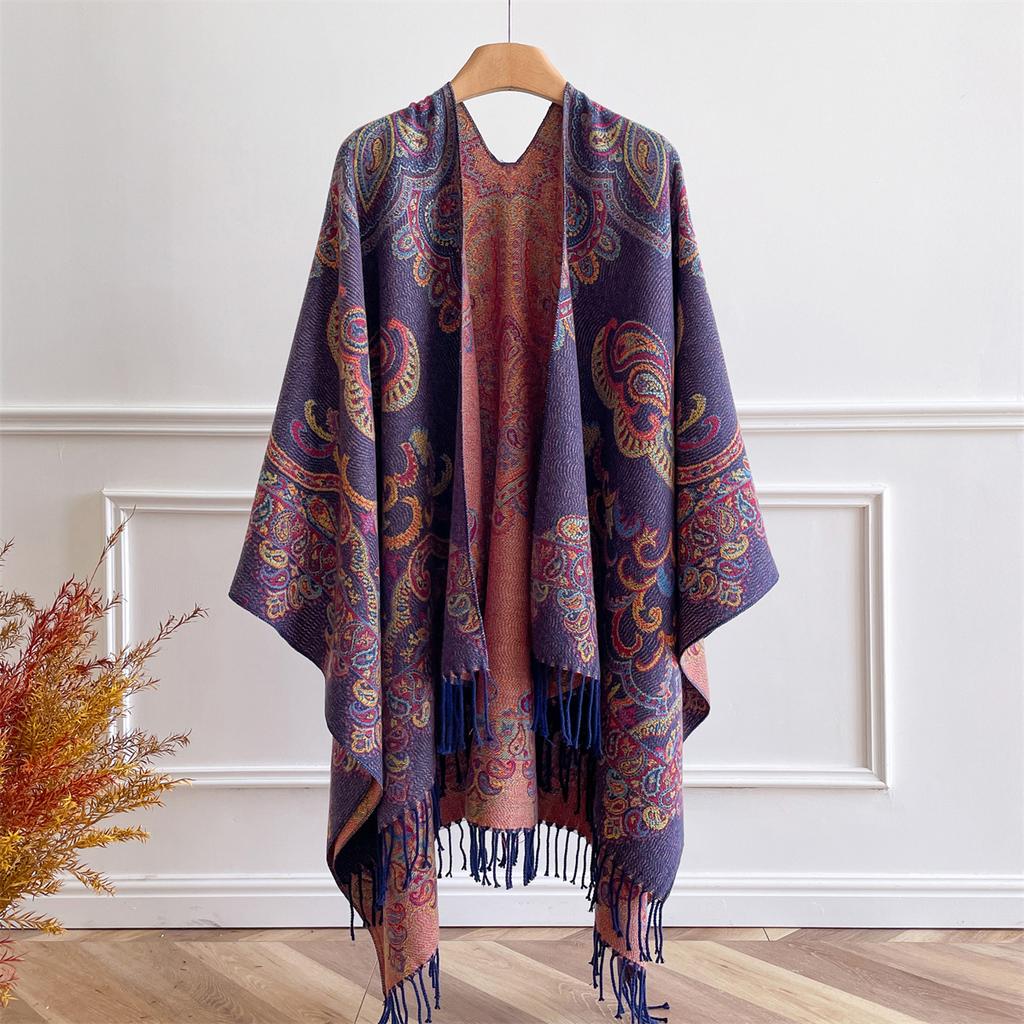 Women Luxury Imitation Cashmere Ponchos Capas Scarf Winter Men Pashmina Shawl Scarve Wrap Jacquard Femme Thick Blanket Stole