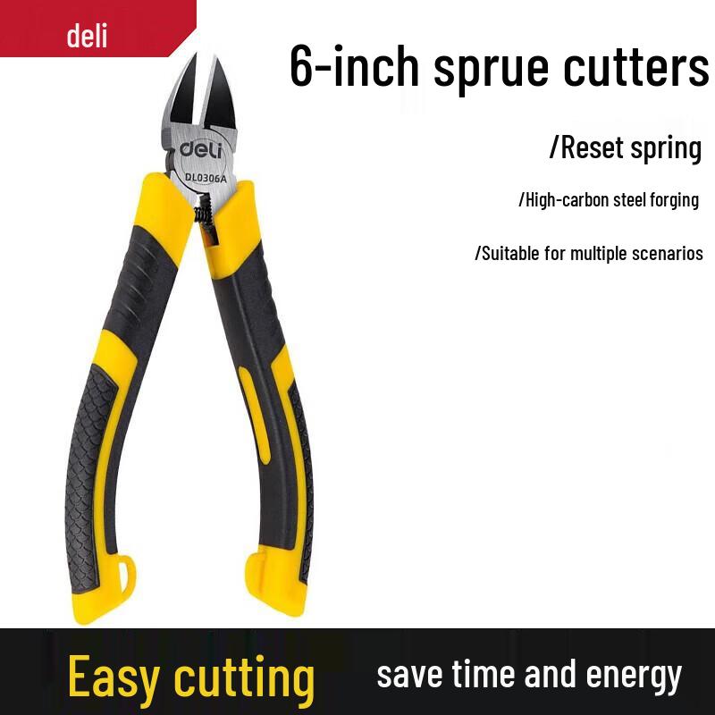 Deli 6-inch Plastic Handle Diagonal Cutting Pliers