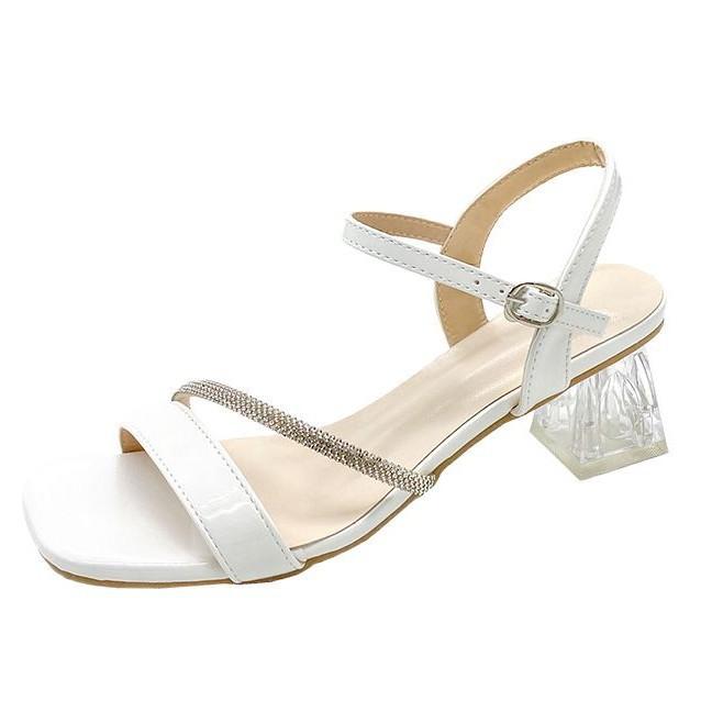 New sandals thick heel summer women's 2025 sandals fashion versatile high heels high heels one-word buckle strap