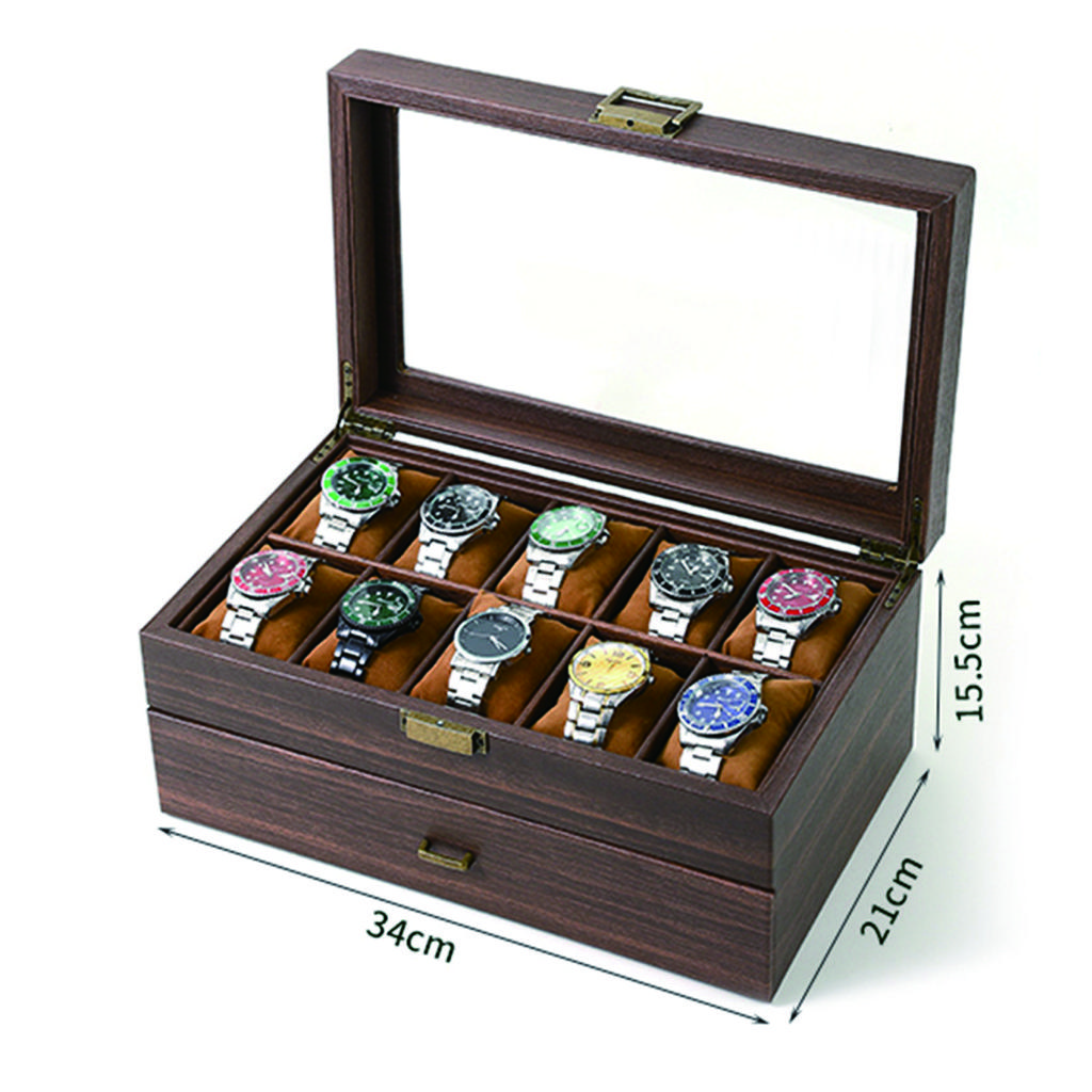 Eco-Friendly Leather Classic Best Selling Style Dust-Proof Watch Storage Display Box With Lock Glass Window Watch Box