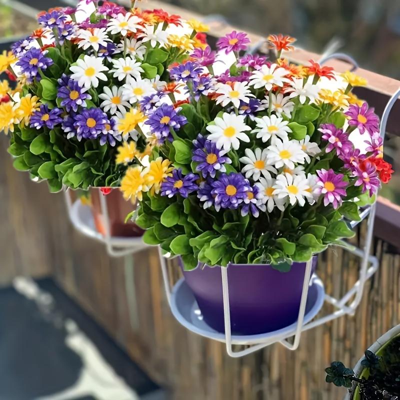 5 Bunches of Outdoor Artificial Flowers, Plastic Daisy Bouquet, UV-Resistant Artificial Flower Bush, Ideal for Home, Office, Wedding, Party Garden
