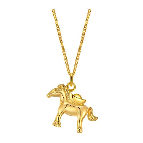 Horse Pendant Necklace Ingot on Horse Pendant Necklace Immediate Wealth Lucky Horse Necklace Birthday Gift for Women Men