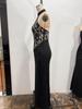Elegant Black Hollow Out Backless Slim Fit Party Dress