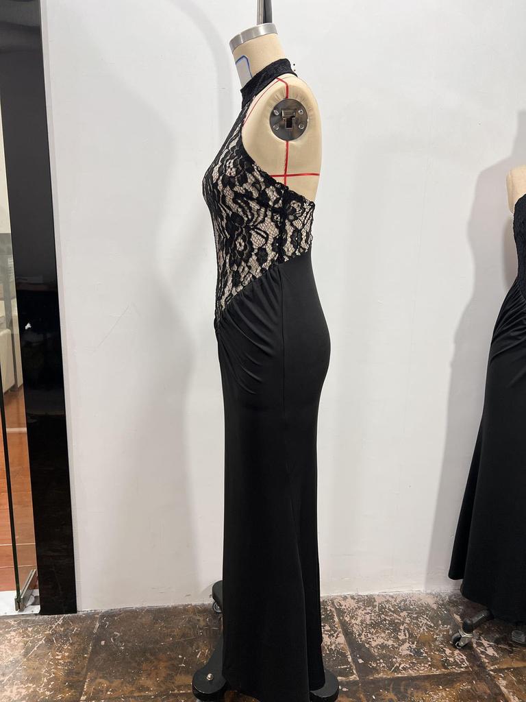 Elegant Black Hollow Out Backless Slim Fit Party Dress