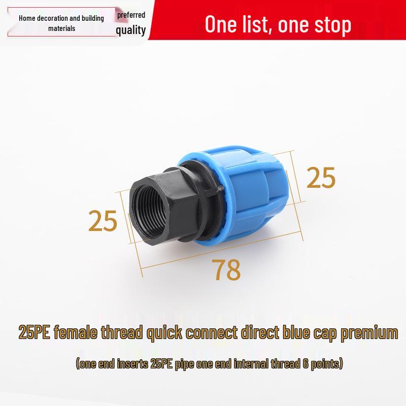 PE Direct Quick Connect Male & Female Thread Repair Joint 20-25mm Plumbing Fittings for Tap Water Pipes