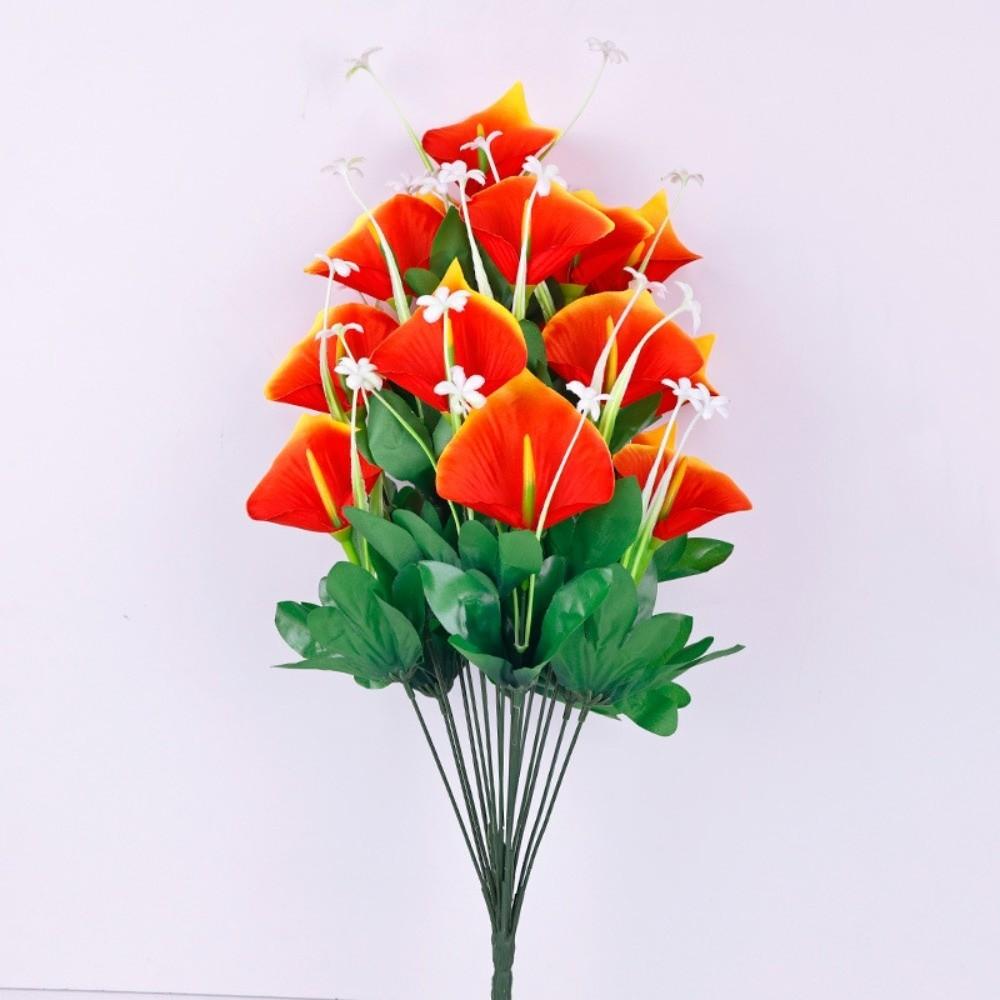 18-head Calla Lily Artificial Bouquet High Pole Home Living Room Decoration Simulation Calla Lily Flowers with Leaves