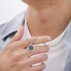 Blue Round Pendant Necklaces for Men Boys,Waterproof Natural Stone Pendant Necklaces,Casual Birthday Boyfriend Gifts