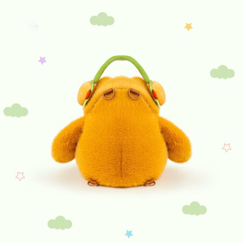 Kawaii Bear Plush Backpack Squishy Fluffy Animal Shaped Bag For Girls Casual Daily Use Cartoon School Bag With Headphone Design