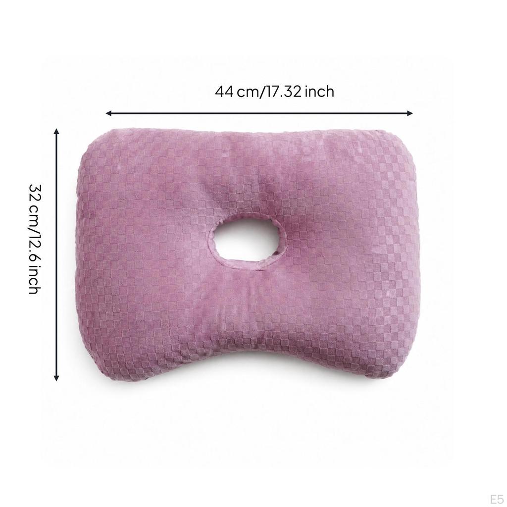 Ear Hole Pillow Vacuum Compressible Side Sleeping with Checkerboard Textured Aid