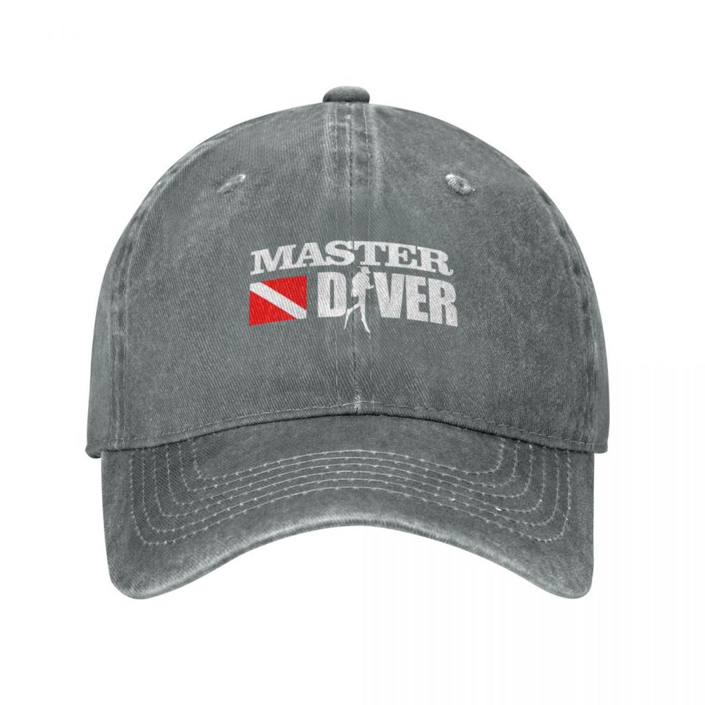 Diving Master Diver We Play In Deep End Adult Retro Denim Washed Baseball Caps Male Cowboy Street Tide Hat Hiking Peaked Cap