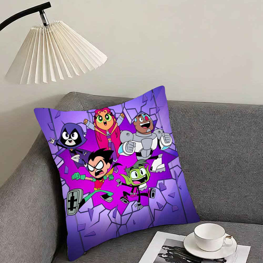 TTeen TitansS GGo Cartoon Cushion Cover Pillowcase Ultra Soft Skin Friendly Fabric Cloud Like Comfort Concealed Zipper