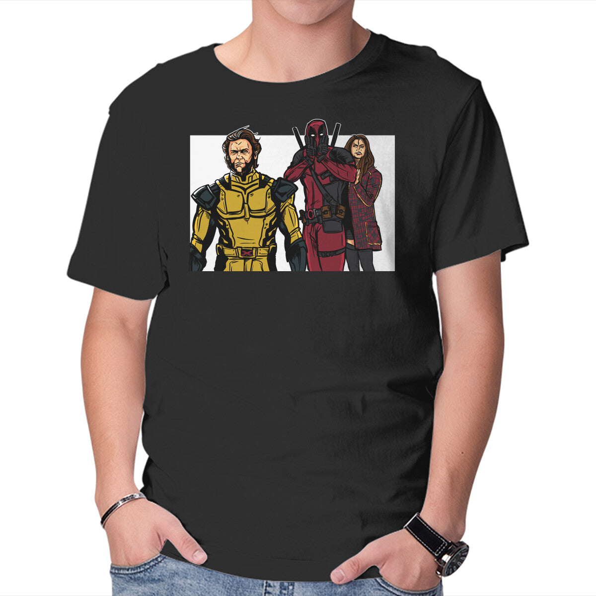 Unisex Crew Neck T-Shirt Distracted Deadpool Graphic Short Sleeve Casual Tee XXXL