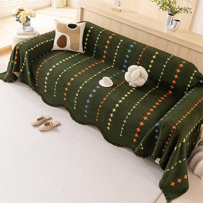1Pc Sofa Towel Retro Striped Light Luxury New Autumn And Winter Thickened Anti-Cat Scratch Sofa Cover Cloth Home Textile