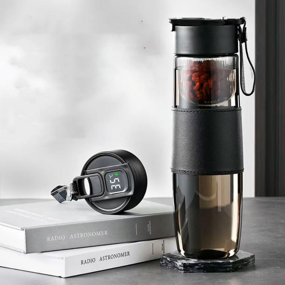 Smart LED Temperature Display Water Bottle For Tea With Tea Separation Strainer Infuser Tritan Material Tea Bottle