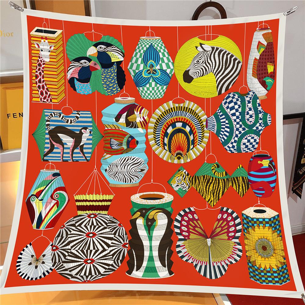 90x90cm Design Scarf Lady Shawl Aniamls Pattern Printed Silk Headscarf Scarf Lady Headscarf Square Scarf Lady Wrap Scarf