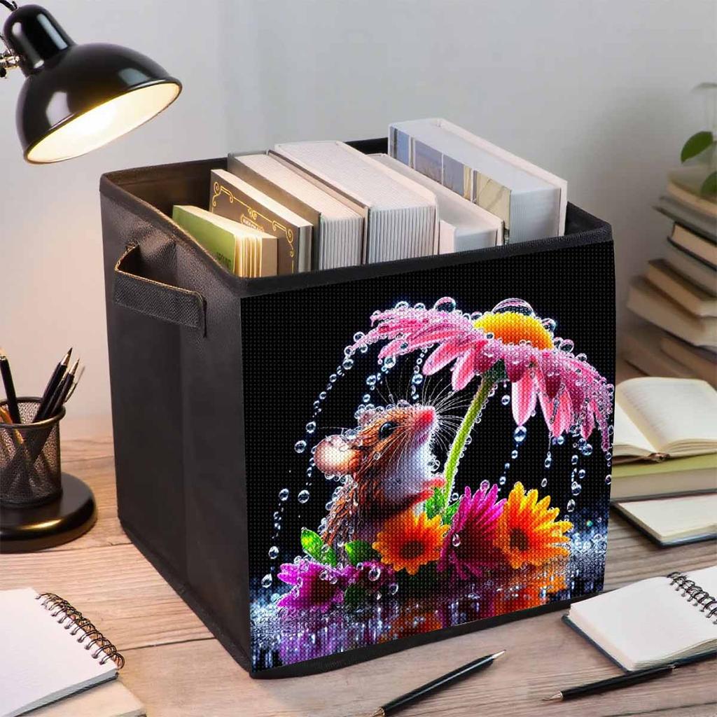 Flowers and Mice 5D Diamond Painting Storage Basket Full Round Drill Mosaic Diamond Embroidery Cross Stitch Kits Home Decor Home Decor