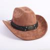 Nuovo colore cappello da cowboy western da uomo e da donna versatile per il pendolarismo stile semplice tesa larga cappello a cilindro cappello da sole