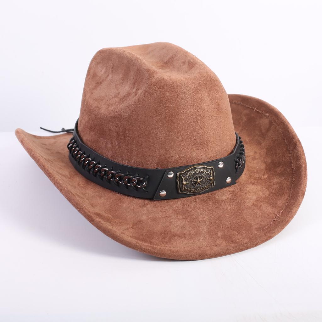 Nuovo colore cappello da cowboy western da uomo e da donna versatile per il pendolarismo stile semplice tesa larga cappello a cilindro cappello da sole