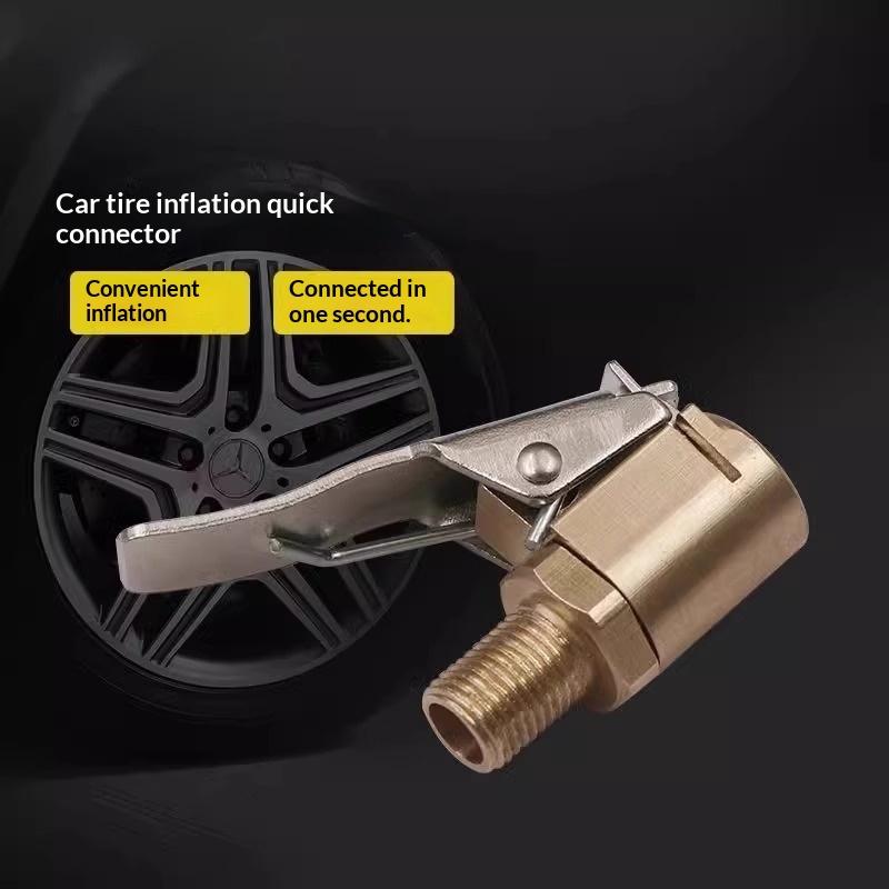 Brass Locking Nozzle Tire Air Chuck Clip Adapter - Automotive Grade For Efficient Inflation