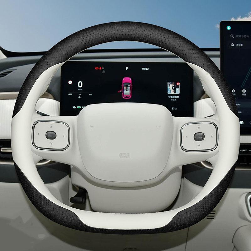 For ORA 5 2025 2026 2027 Leather Car Steering Wheel Cover D-shape Breathable Non-slip Four Season Car Accessories